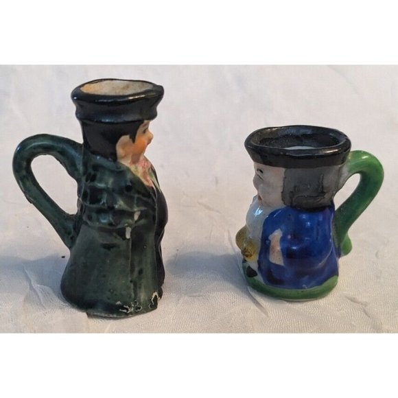 2 Toby Pitcher Japan Miniature Jug Creamer Ceramic Man Mug Style Vtg Colonial - Picture 2 of 16